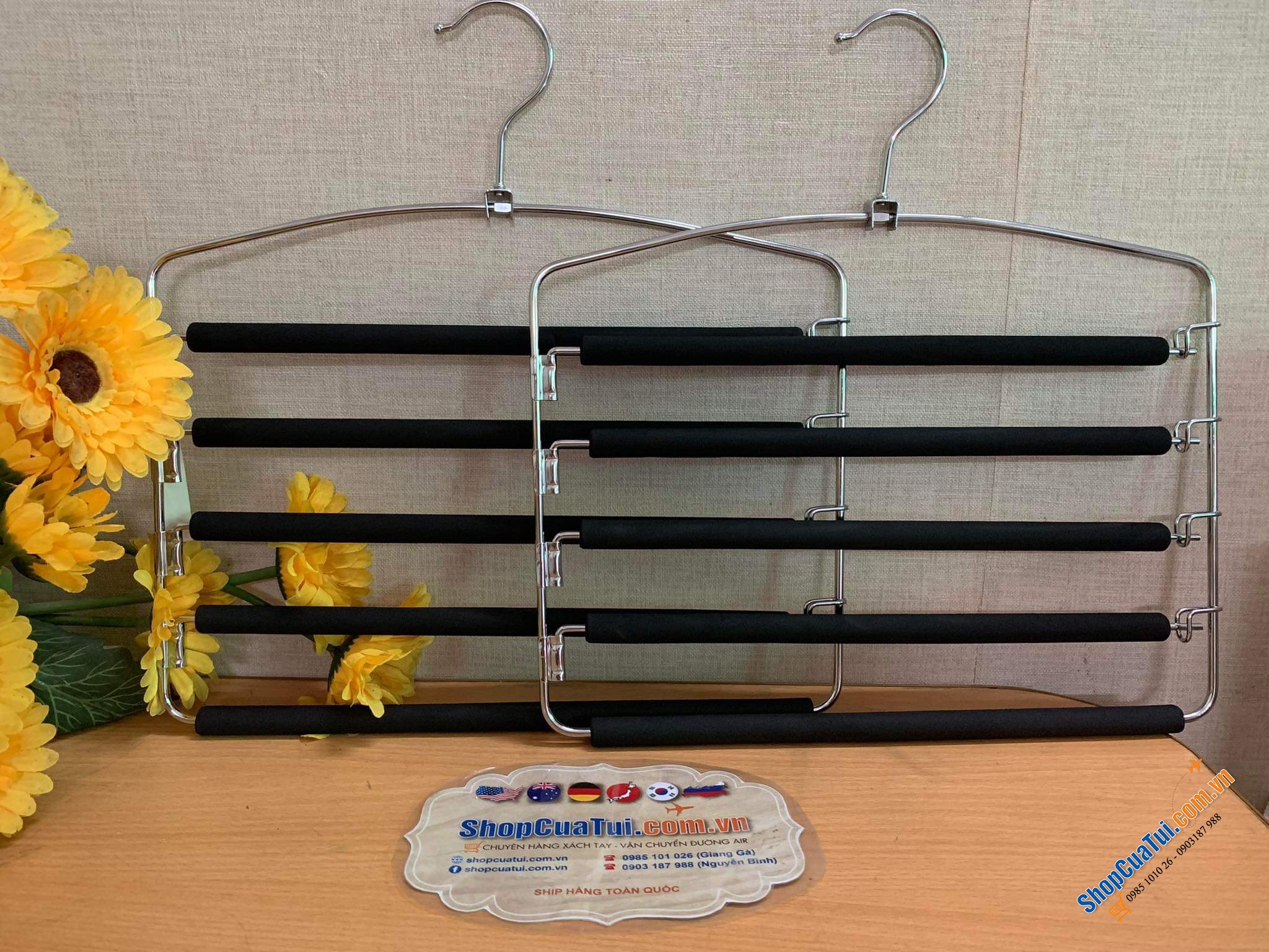 Set móc treo quần treo khăn siêu tiết kiệm diện tích SONGMICS - loại 2 layer