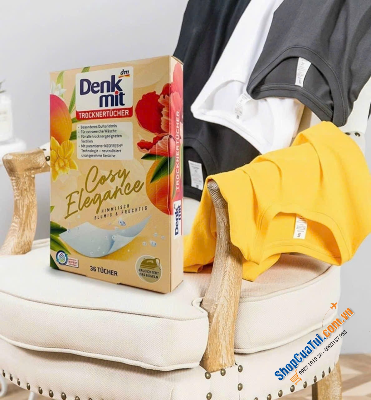 GIẤY THƠM QUẦN ÁO DENKMIT COSY ELEGANCE - Hộp 36 miếng