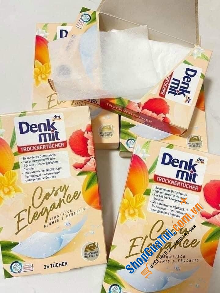 GIẤY THƠM QUẦN ÁO DENKMIT COSY ELEGANCE - Hộp 36 miếng