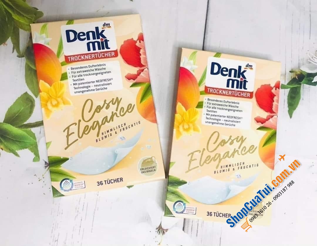 GIẤY THƠM QUẦN ÁO DENKMIT COSY ELEGANCE - Hộp 36 miếng