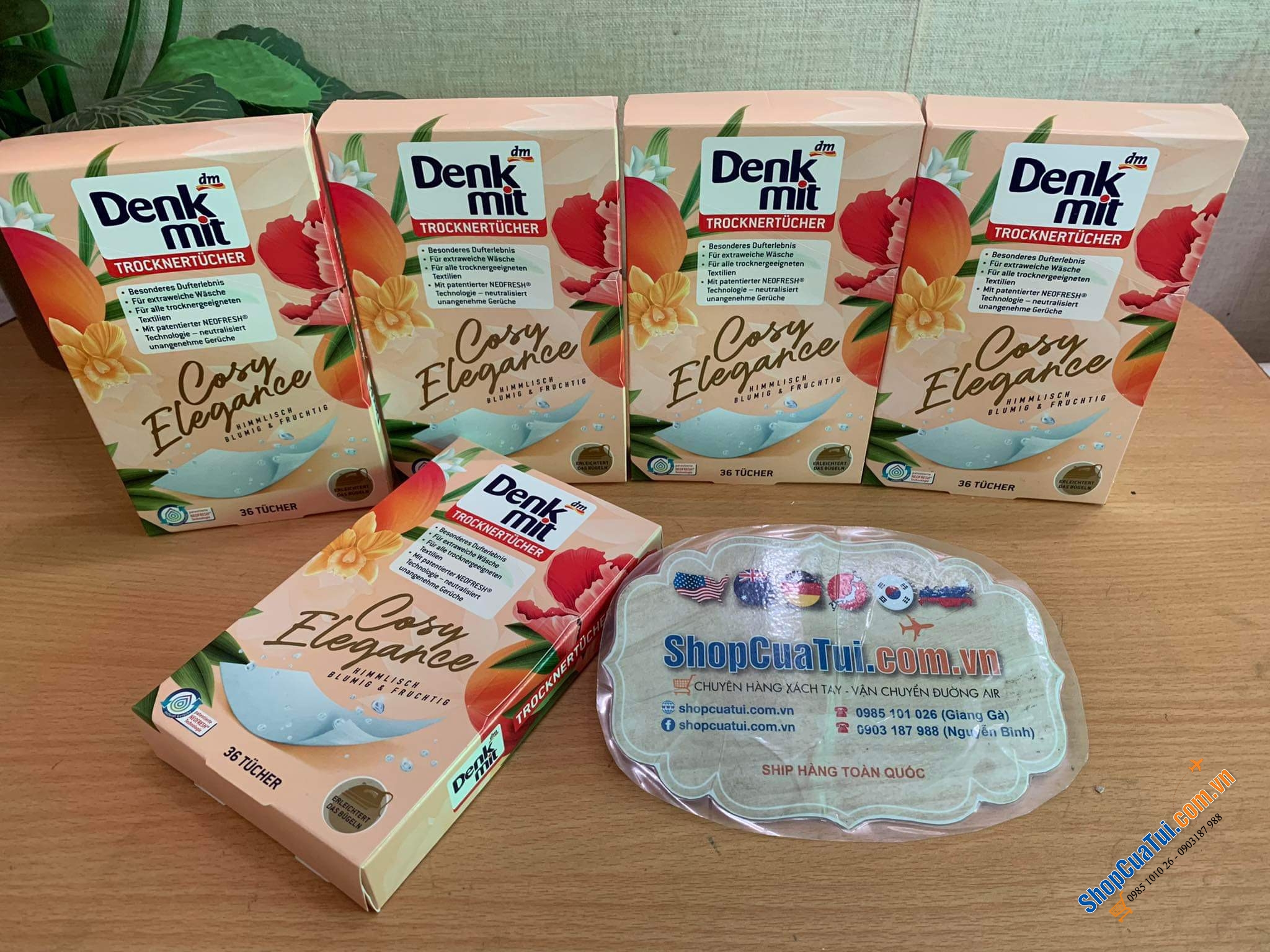 GIẤY THƠM QUẦN ÁO DENKMIT COSY ELEGANCE - Hộp 36 miếng
