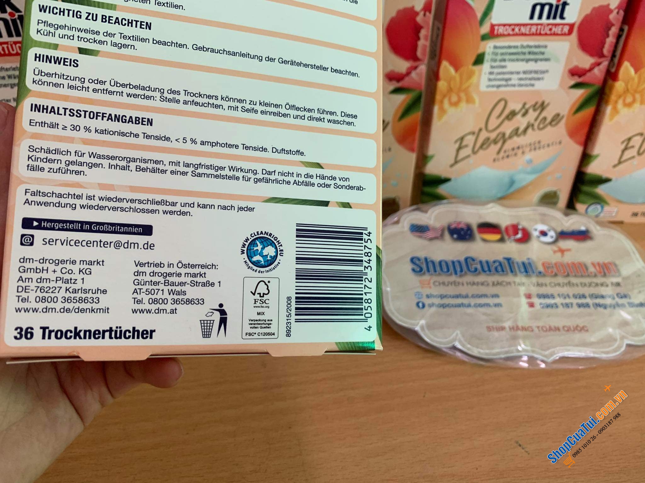 GIẤY THƠM QUẦN ÁO DENKMIT COSY ELEGANCE - Hộp 36 miếng