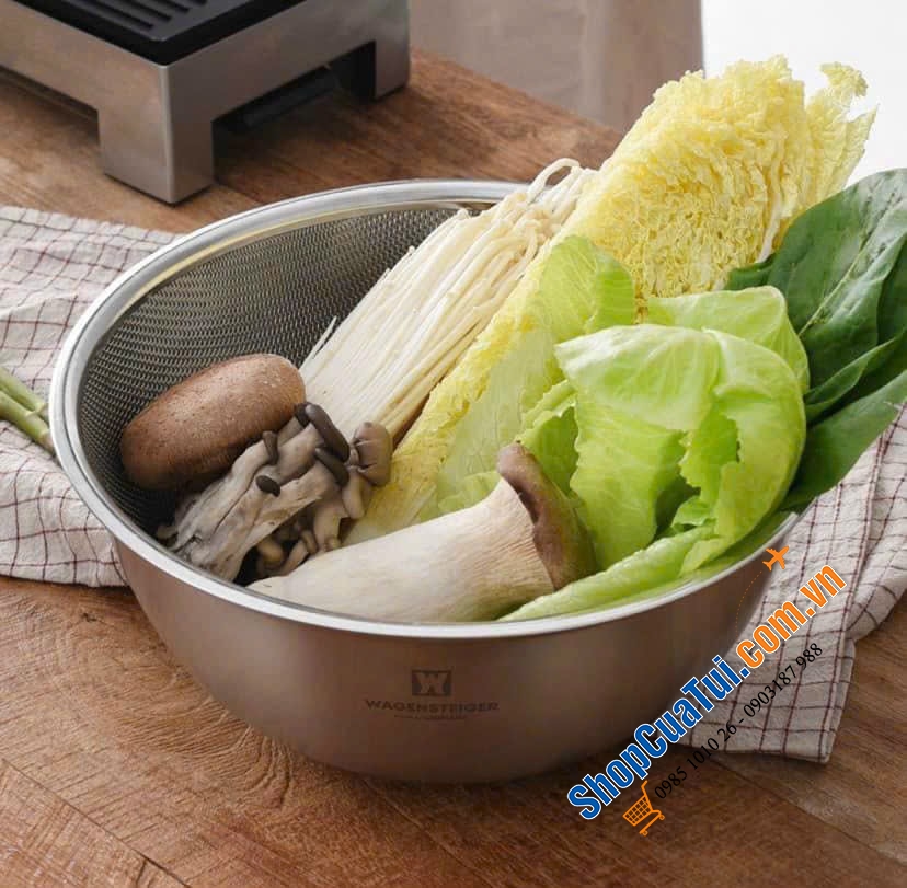 Set bát trộn và rổ lưới thép không gỉ WAGENSTEIGER 22cm hoặc 24cm - Sang trọng hợp về sinh phù hợp với mọi căn bếp
