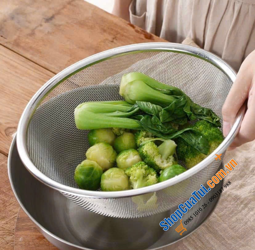 Set bát trộn và rổ lưới thép không gỉ WAGENSTEIGER 22cm hoặc 24cm - Sang trọng hợp về sinh phù hợp với mọi căn bếp