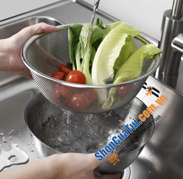 Set bát trộn và rổ lưới thép không gỉ WAGENSTEIGER 22cm hoặc 24cm - Sang trọng hợp về sinh phù hợp với mọi căn bếp