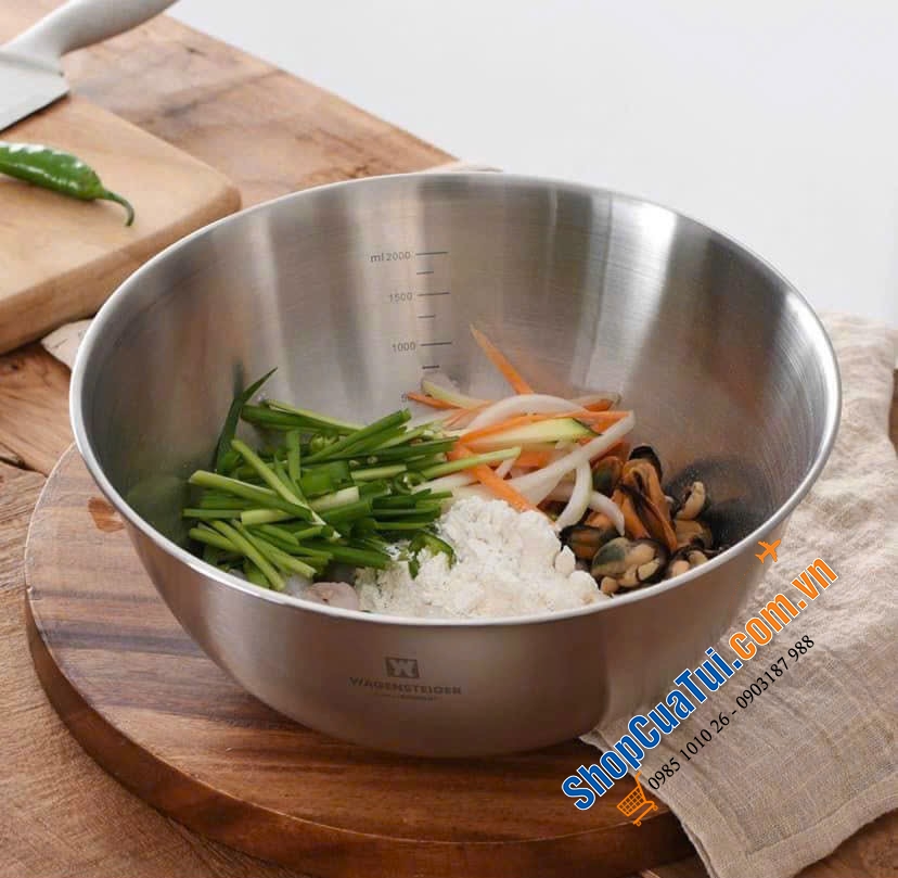 Set bát trộn và rổ lưới thép không gỉ WAGENSTEIGER 22cm hoặc 24cm - Sang trọng hợp về sinh phù hợp với mọi căn bếp