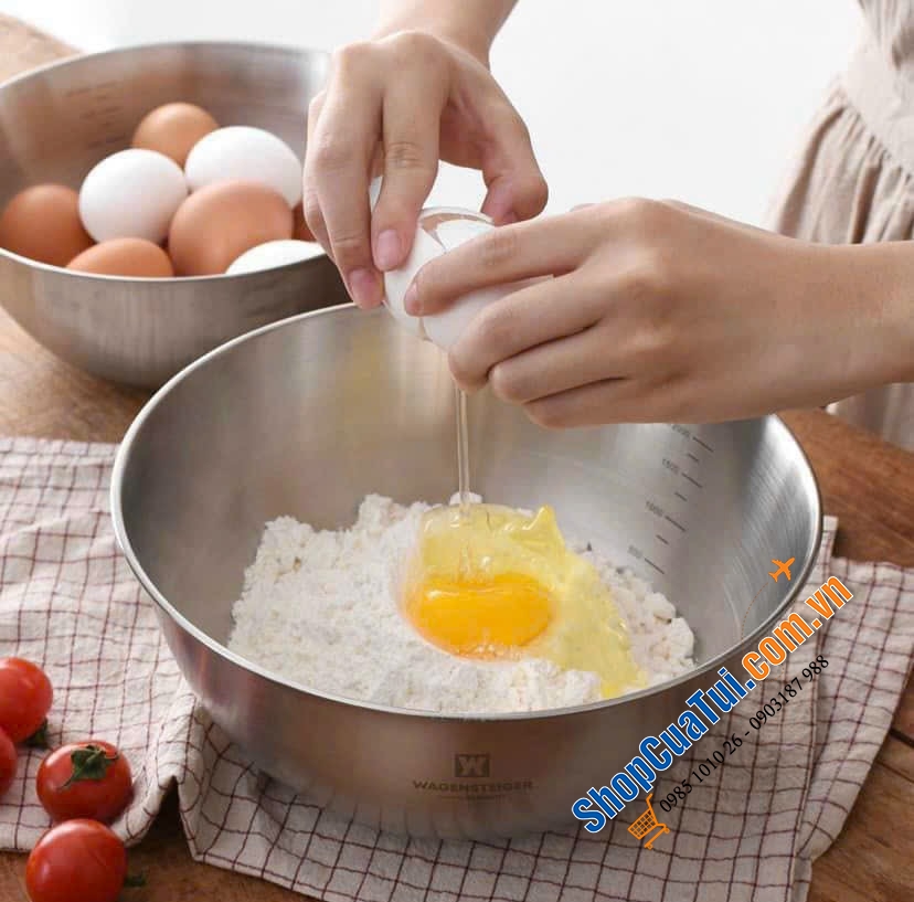 Set bát trộn và rổ lưới thép không gỉ WAGENSTEIGER 22cm hoặc 24cm - Sang trọng hợp về sinh phù hợp với mọi căn bếp