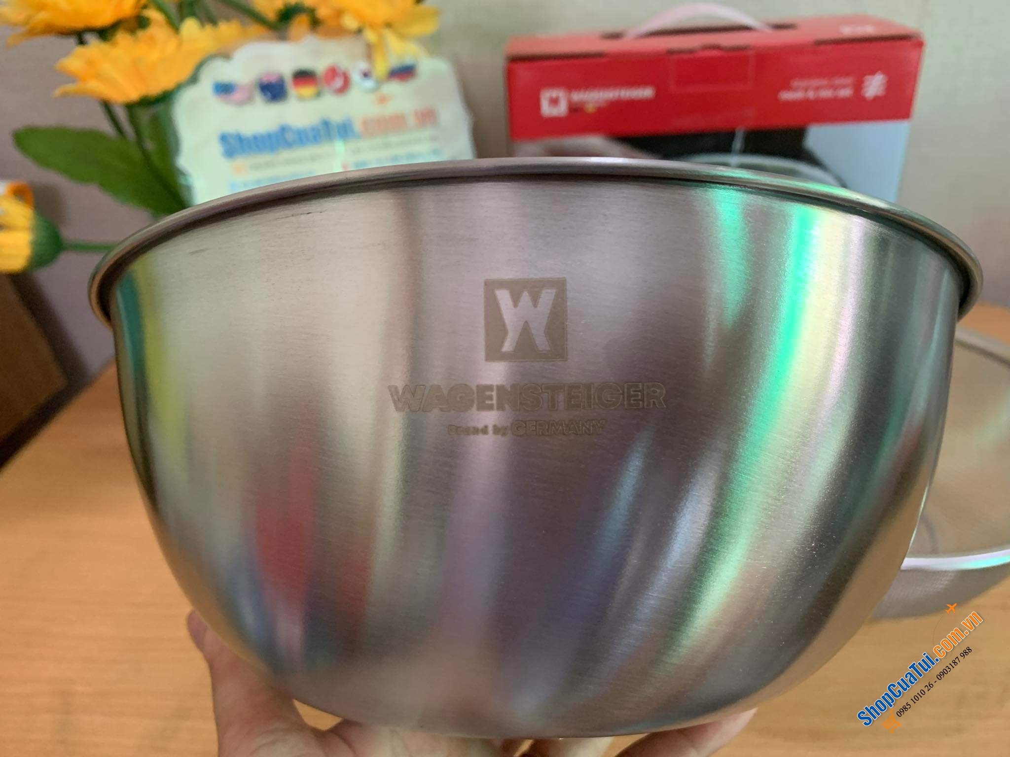 Set bát trộn và rổ lưới thép không gỉ WAGENSTEIGER 22cm hoặc 24cm - Sang trọng hợp về sinh phù hợp với mọi căn bếp