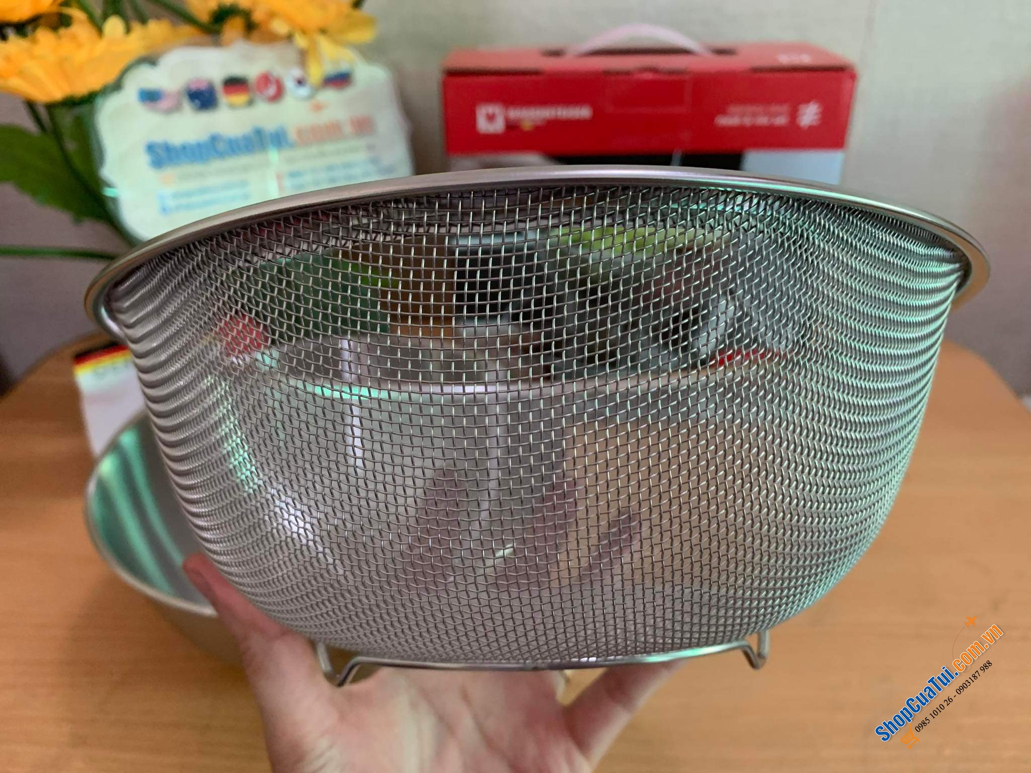 Set bát trộn và rổ lưới thép không gỉ WAGENSTEIGER 22cm hoặc 24cm - Sang trọng hợp về sinh phù hợp với mọi căn bếp