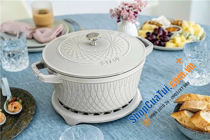 Nồi Staub phiên bản giới hạn “limited”: Staub Twisted White Truffle Cocotte 20 cm, made in France