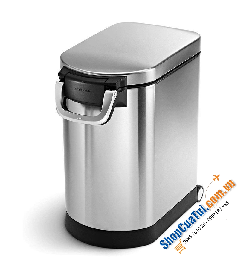 Thùng đựng gạo inox Simplehuman 25L cao cấp  đựng được 13-15kg gạo - màu inox, màu trắng, màu đen