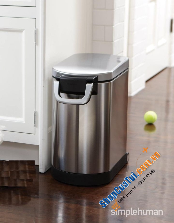 Thùng đựng gạo inox Simplehuman 25L cao cấp  đựng được 13-15kg gạo - màu inox, màu trắng, màu đen