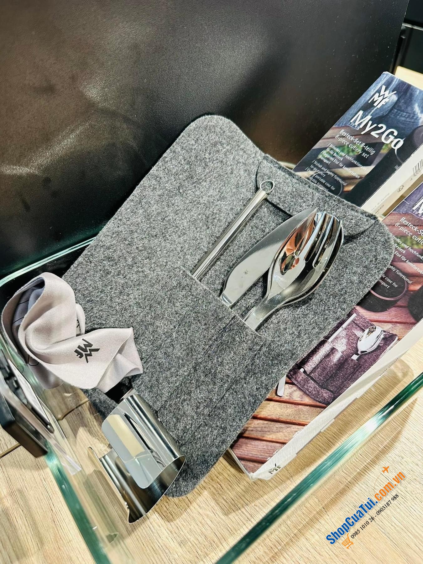 Bộ dao, thìa, dĩa, ống hút WMF Besteck-Set 8 món MY2GO - cực tiện mang đi ăn văn phòng, trường học, cắm trại, picnic...Thể hiện gu thẩm mỹ, đẳng cấp cá nhân