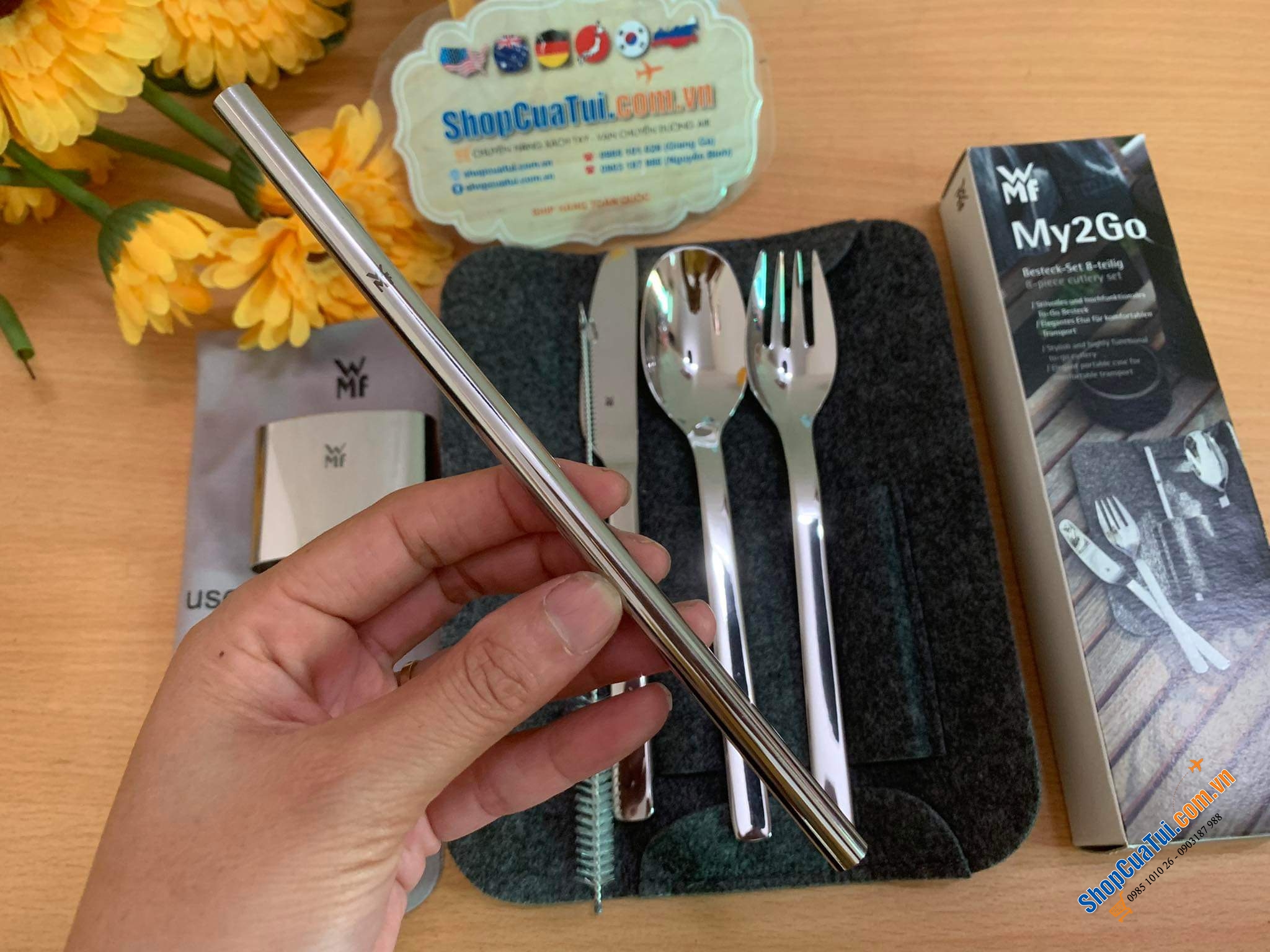 Bộ dao, thìa, dĩa, ống hút WMF Besteck-Set 8 món MY2GO.