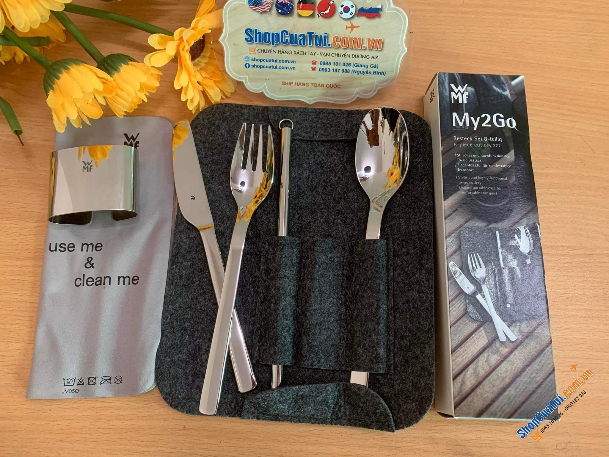 Bộ dao, thìa, dĩa, ống hút WMF Besteck-Set 8 món MY2GO.