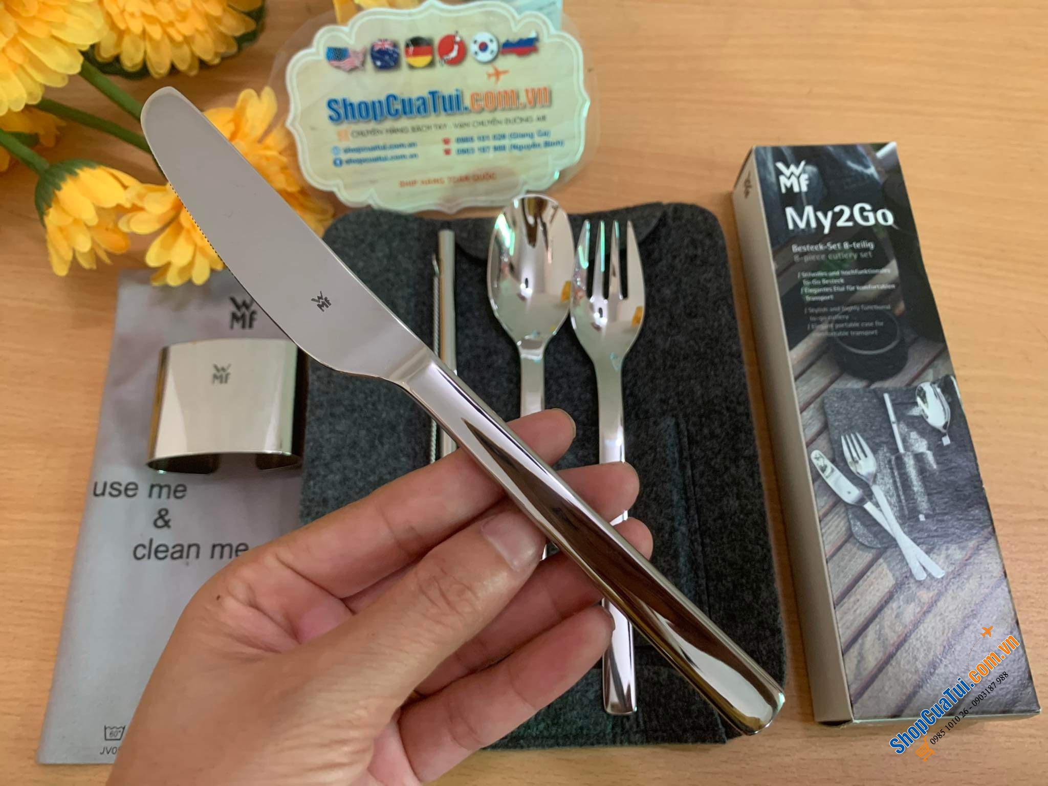 Bộ dao, thìa, dĩa, ống hút WMF Besteck-Set 8 món MY2GO.