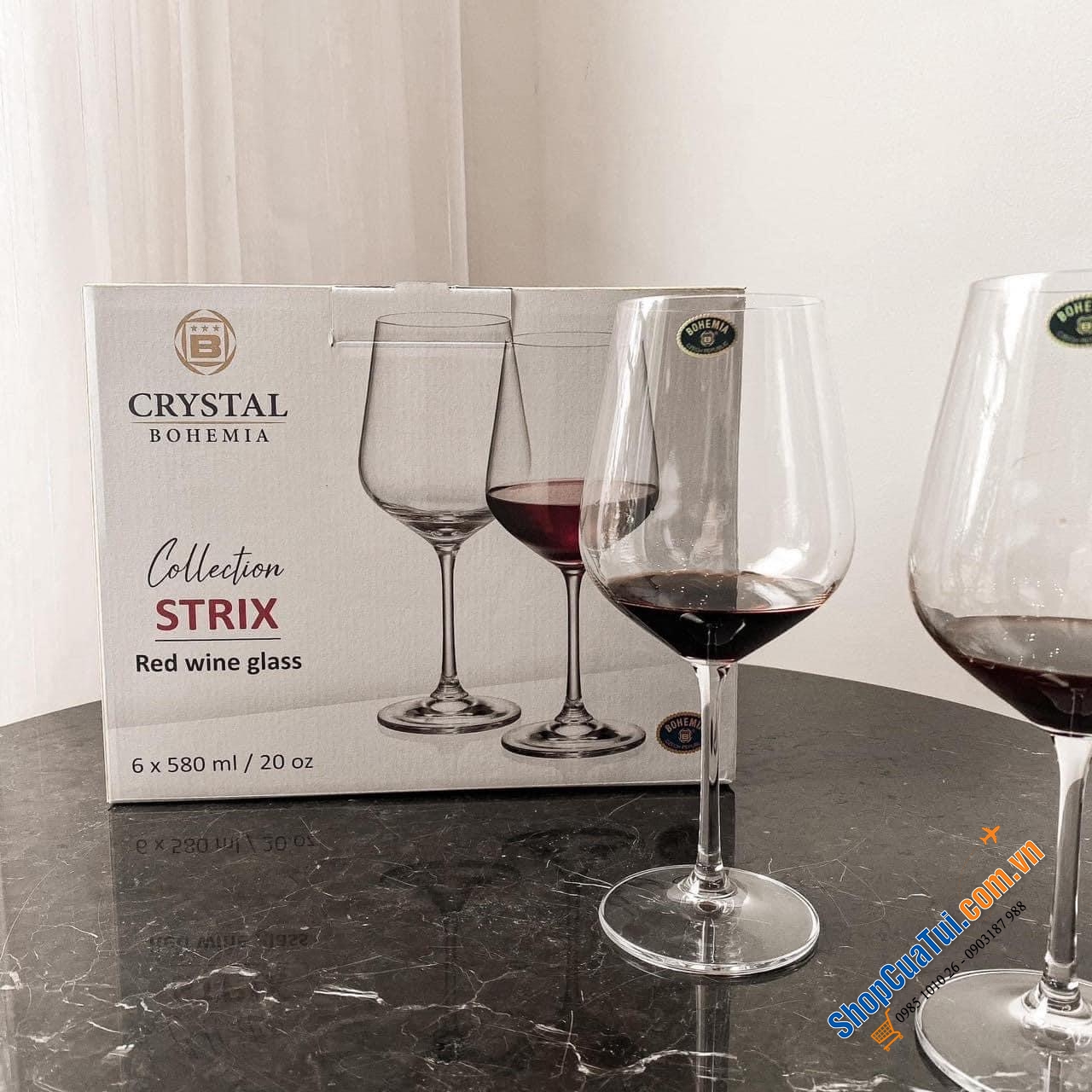 Bộ 6 Ly Rượu Vang Crystalite Bohemia Strix 580ml sang, xịn, mịn!!