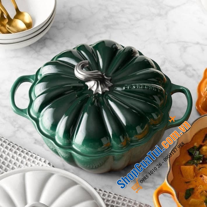 Nồi bí ngô xanh Le Creuset Pumpkin Cocotte, 24 cm, mẫu mới 2023