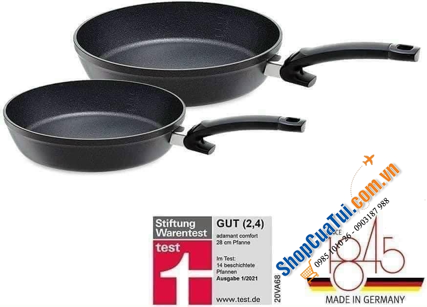 SET 2 CHẢO RÁN FISSLER ADAMANT COMFORT 24-28cm - MADE IN GERMANY ĐỈNH CỦA ĐỈNH