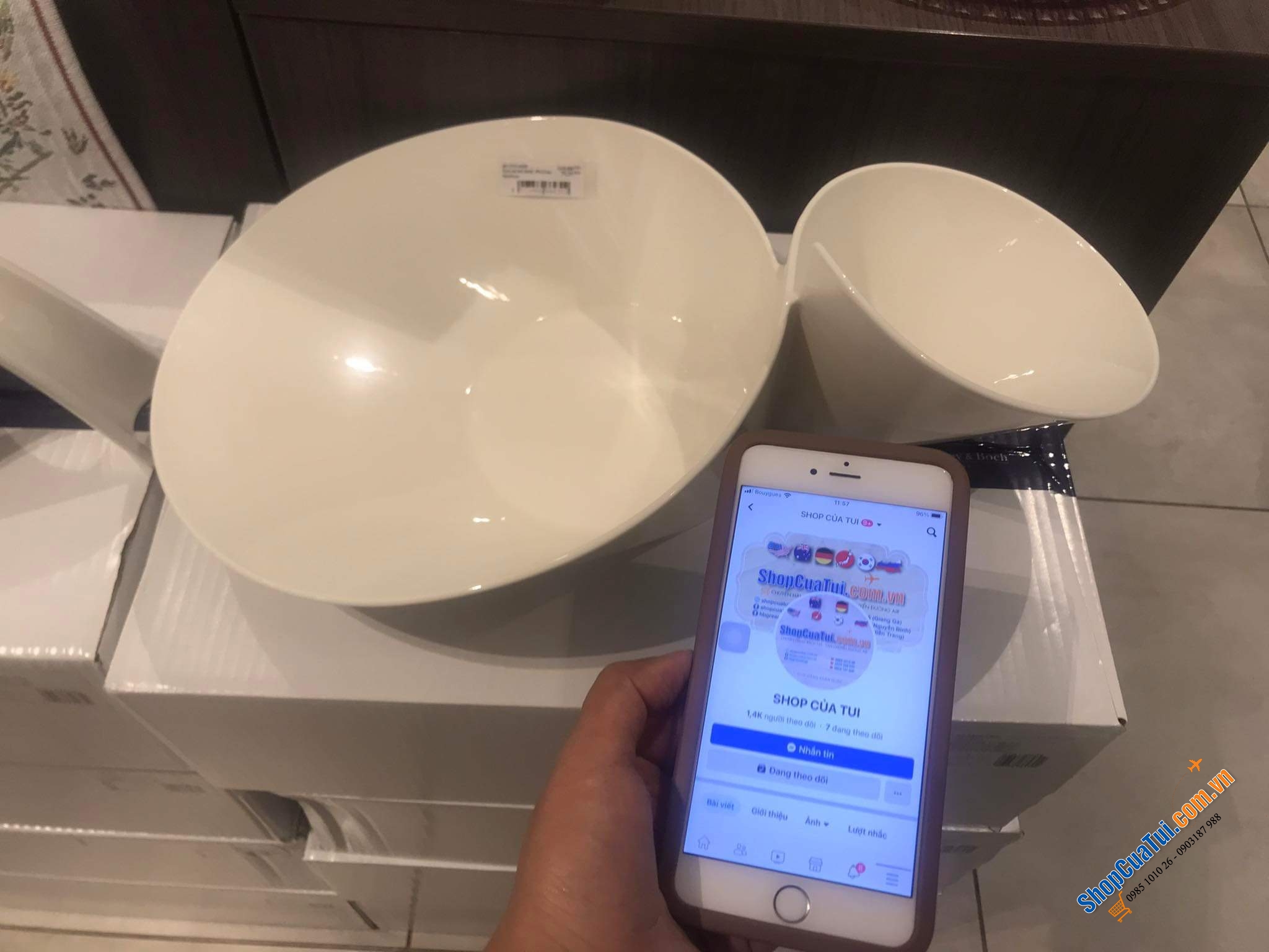 BÁT 2 NGĂN VILLEROY & BOCH size đại 27 x 49cm - Chiếc bát đôi có đường cong nghệ thuật từ bộ sưu tập NewWave, hiện đại, độc đáo