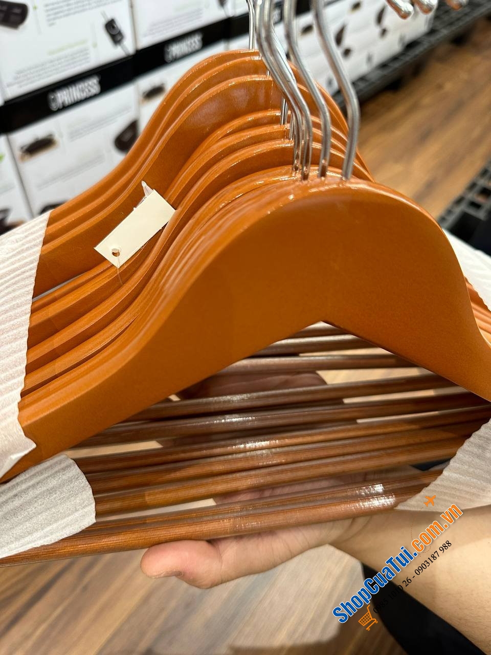 SET 20 MÓC TREO QUẦN ÁO SONGMICS THÍCH HỢP VỚI ÁO SƠ MI, ÁO KHOÁC, QUẦN TÂY, ÁO VEST BẰNG GỖ​ Màu nâu