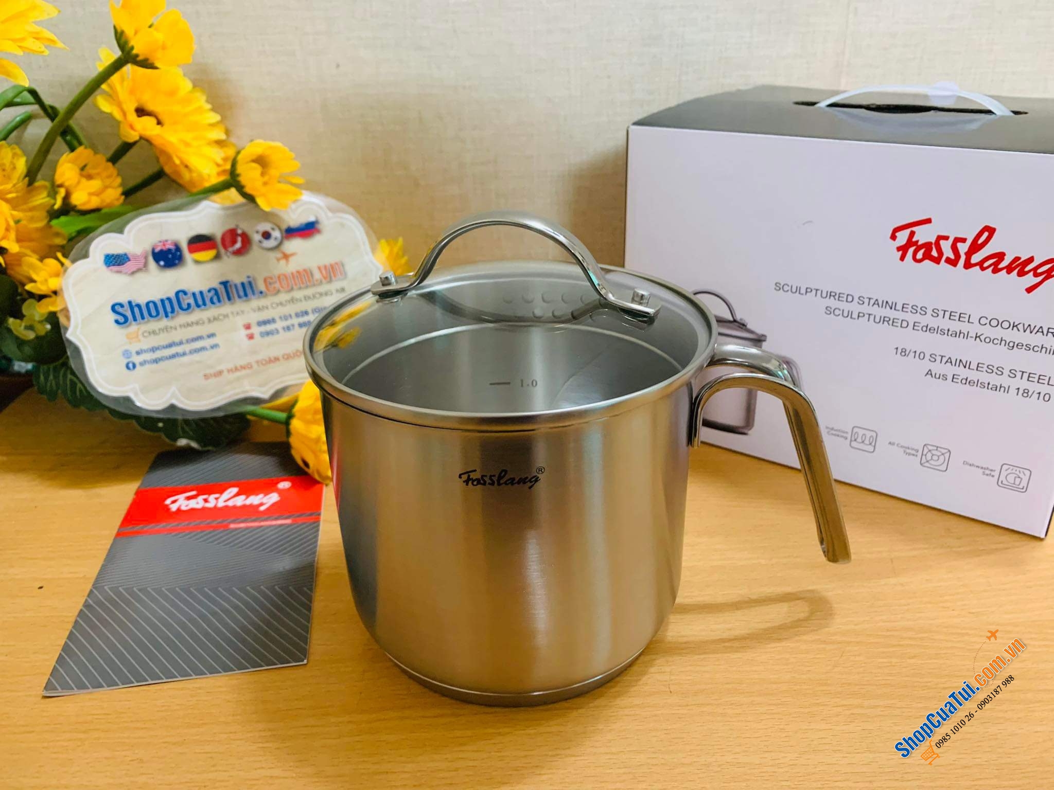 CA ĐUN INOX FOSSLANG 14 CM CÓ VUNG - Ca đun sữa, chiên ngập dầu, luộc trứng, nấu bột, nấu canh,.. rất tiện dụng