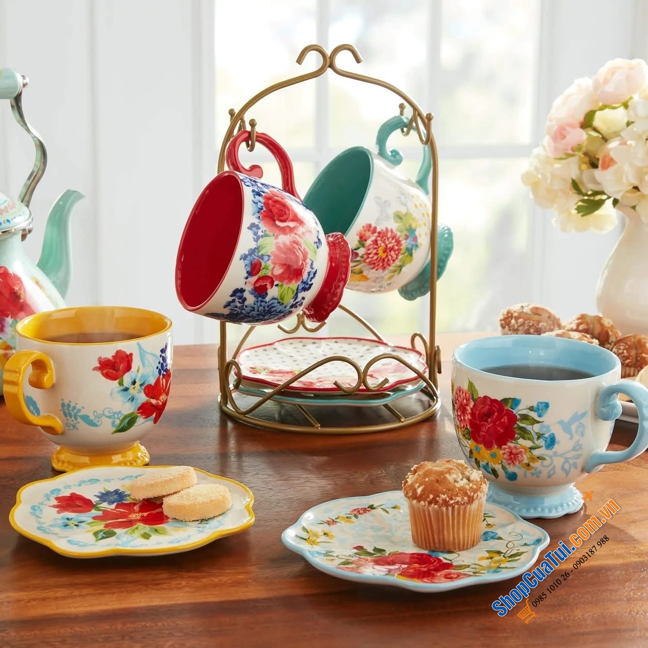 Ấm pha trà The Pioneer Woman & Sét cafe 8 món The Pioneer woman.