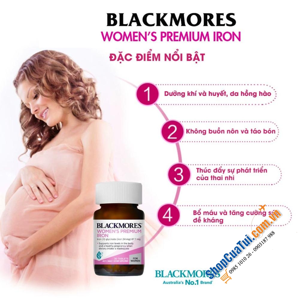 Viên uống bổ sung sắt - Blackmores Women  Premium Iron Energy Support 30 Tablets - dành cho mẹ bầu, hỗ trợ thai kỳ khỏe mạnh