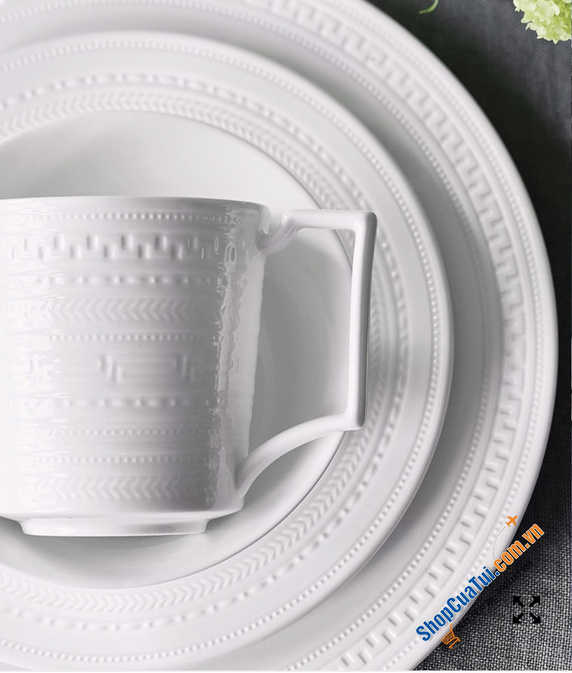 SET 16 món Bát, đĩa, cốc WEDGWOOD sứ xương Intaglio hoạ tiết Hoàng Gia Anh bestseller - SẮC TRẮNG HOÀN HẢO CHO MỌI SỰ KẾT HỢP NGẪU HỨNG