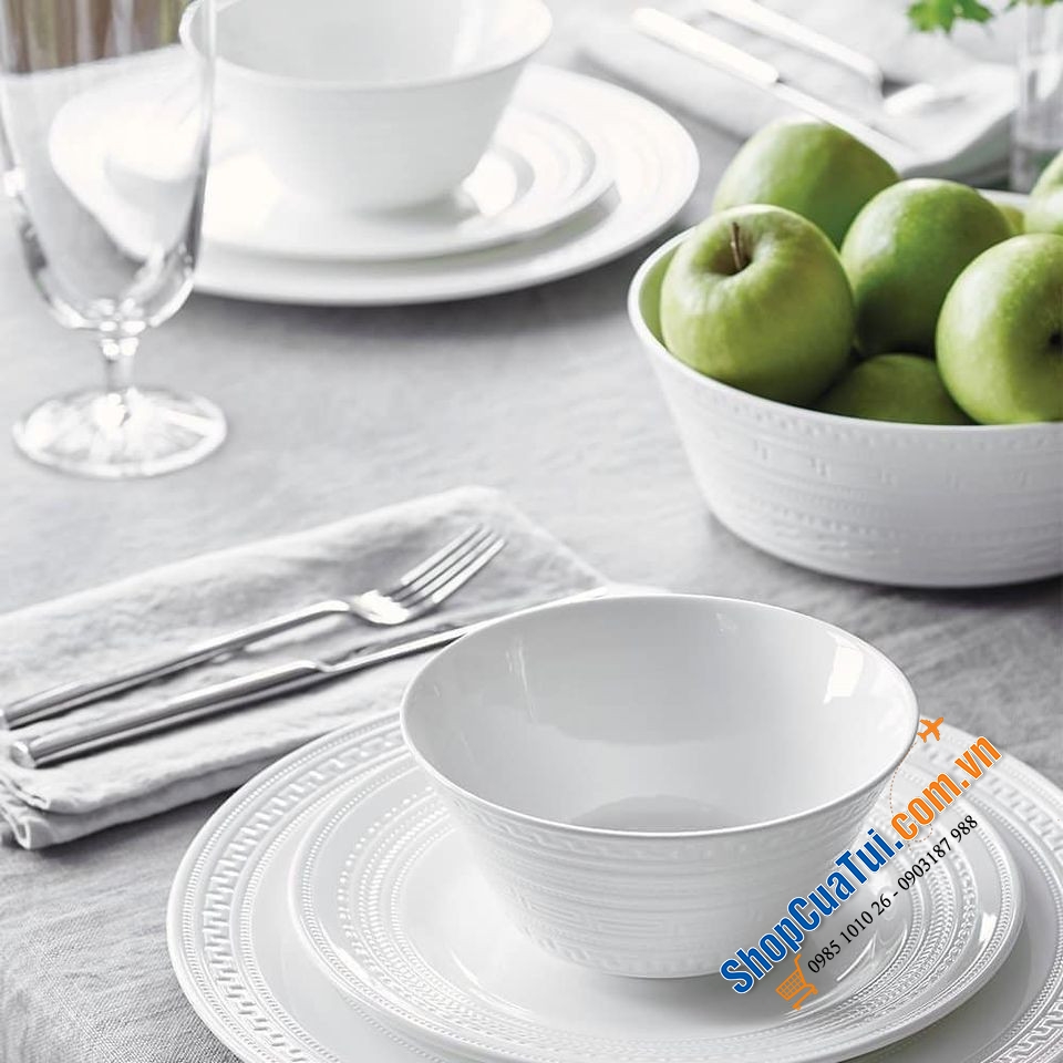SET 16 món Bát, đĩa, cốc WEDGWOOD sứ xương Intaglio hoạ tiết Hoàng Gia Anh bestseller - SẮC TRẮNG HOÀN HẢO CHO MỌI SỰ KẾT HỢP NGẪU HỨNG