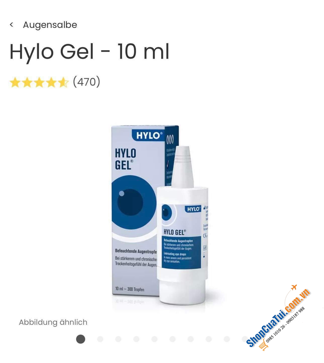 Thuốc nhỏ mắt Hylo Comod.   Lọ 10ml 300 giọt - Thuốc nhỏ mắt Hylo Gel có tác dụng tăng cường dưỡng ẩm, bôi trơn bề mặt mắt đối với trường hợp khô mắt nặng và kéo dài