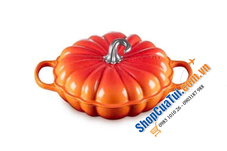 Nồi bí LC 24 cm, dung tích 3,7l - Nồi bí ngô Le Creuset sung túc, may mắn, cho lễ hội Halloween - Màu trắng, màu cam dáng dẹt