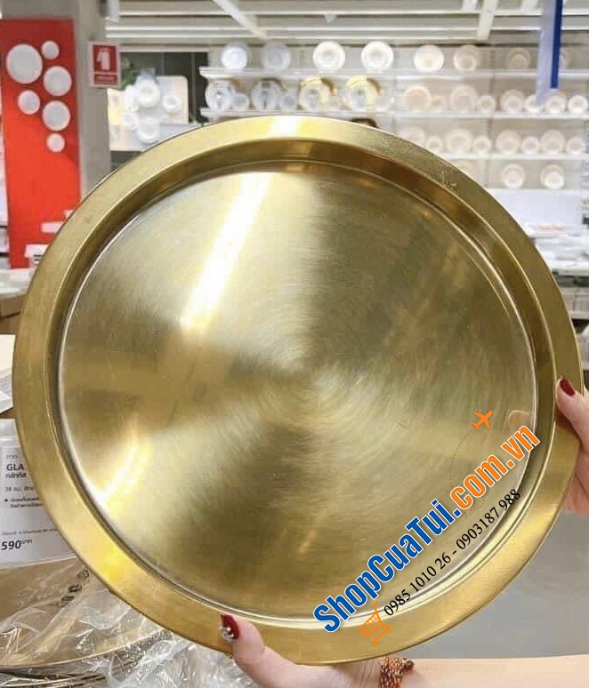 KHAY MÂM IKEA size 38cm mầu đồng - size to tha hồ đựng