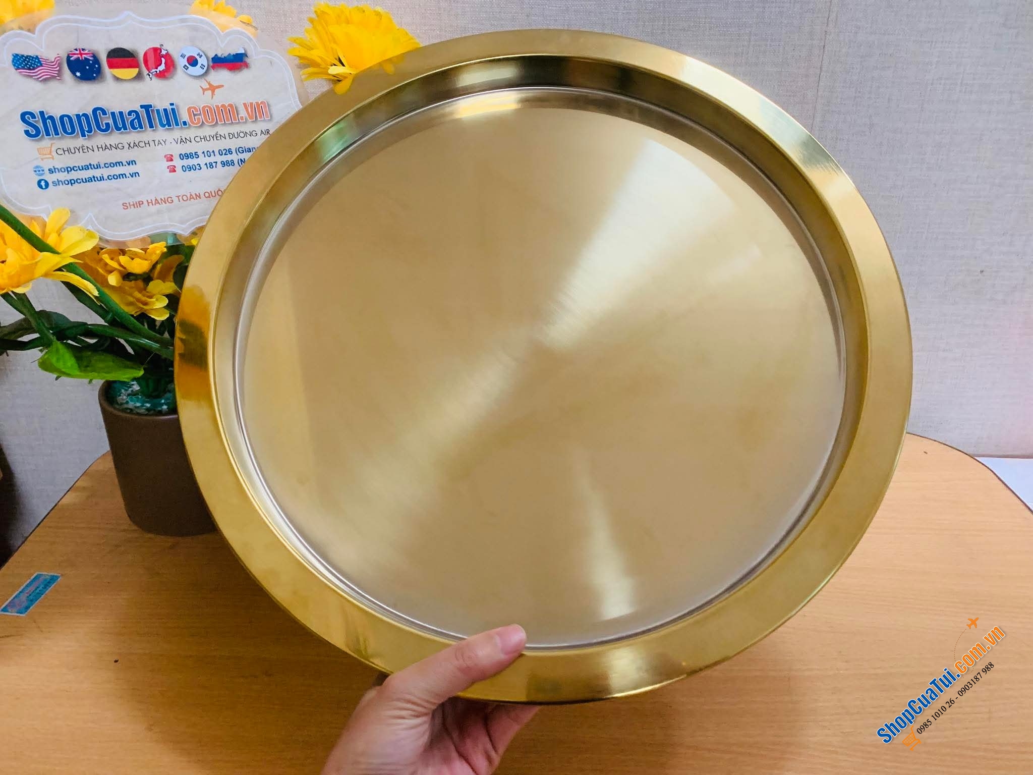 KHAY MÂM IKEA size 38cm mầu đồng - size to tha hồ đựng