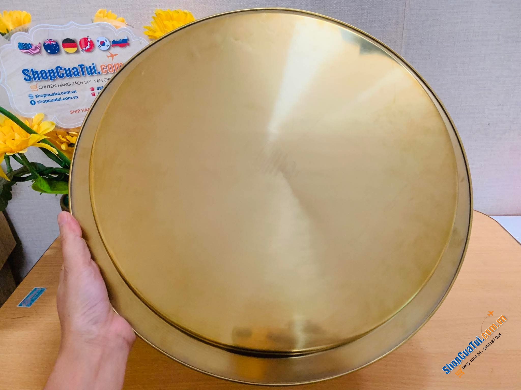 KHAY MÂM IKEA size 38cm mầu đồng - size to tha hồ đựng