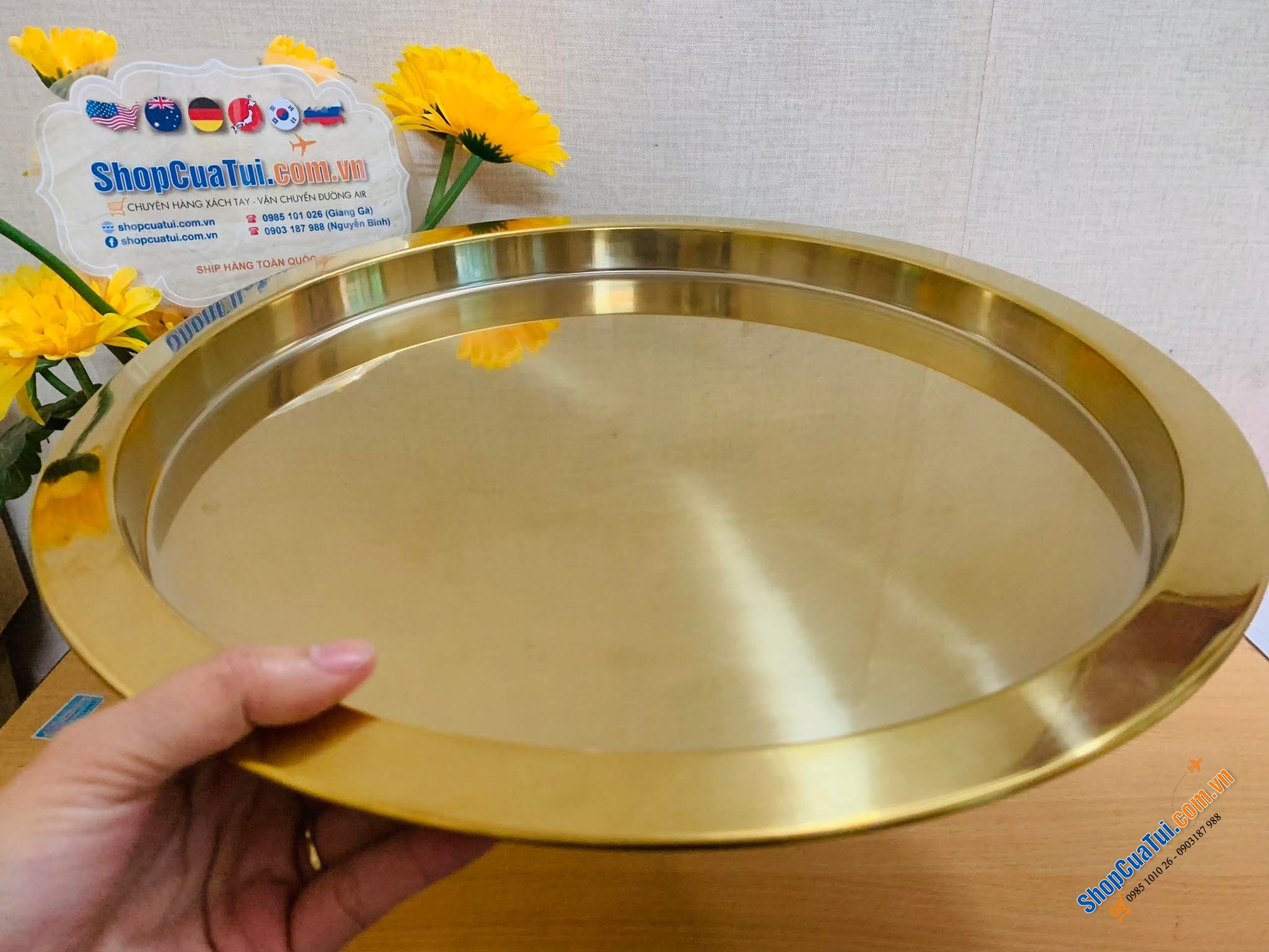 KHAY MÂM IKEA size 38cm mầu đồng - size to tha hồ đựng