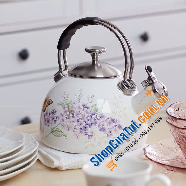 Ấm đun bếp từ thổi sáo Lenox Butterfly Meadow 1,9 lít hoạ tiết vườn xuân sinh động