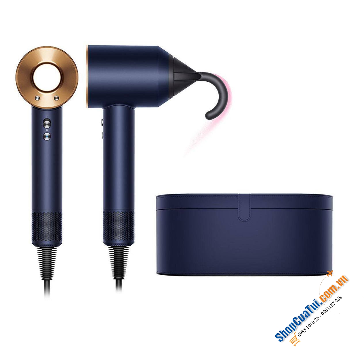 Máy sấy tóc Dyson Surpersonic màu xanh Prussian blue Rich copper - Bản limited tặng kèm hộp da