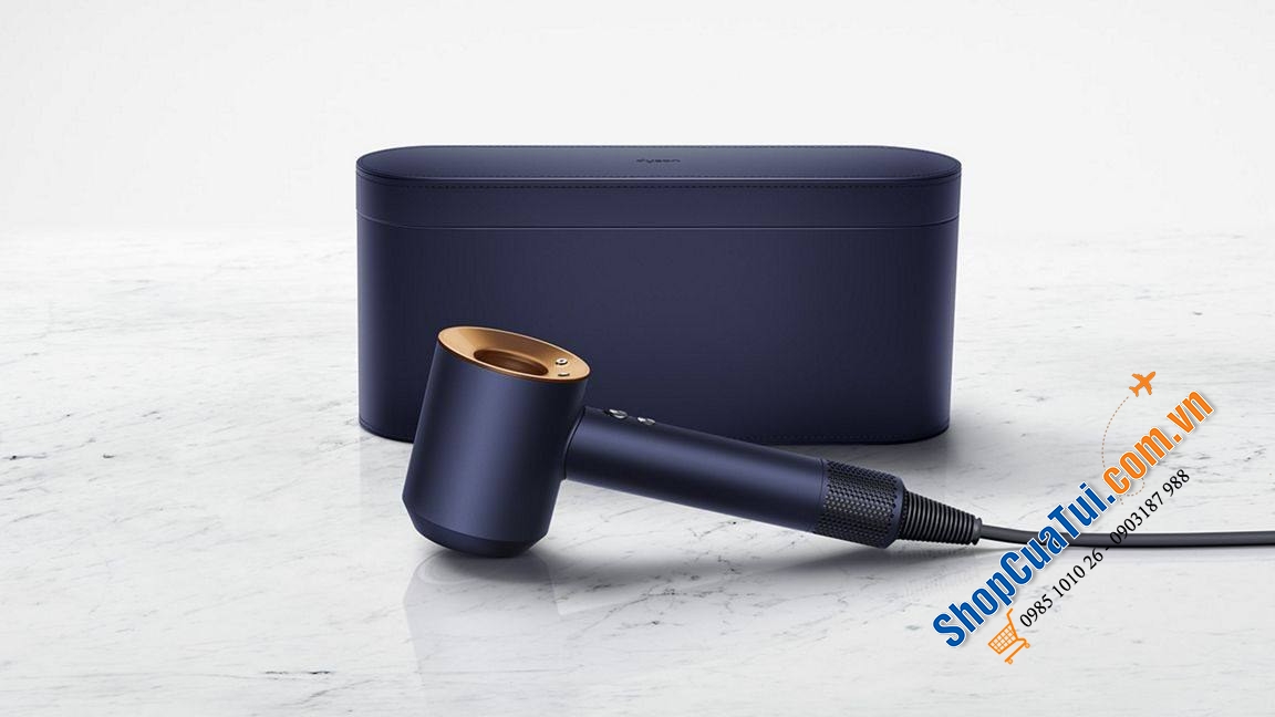 Máy sấy tóc Dyson Surpersonic màu xanh Prussian blue Rich copper - Bản limited tặng kèm hộp da