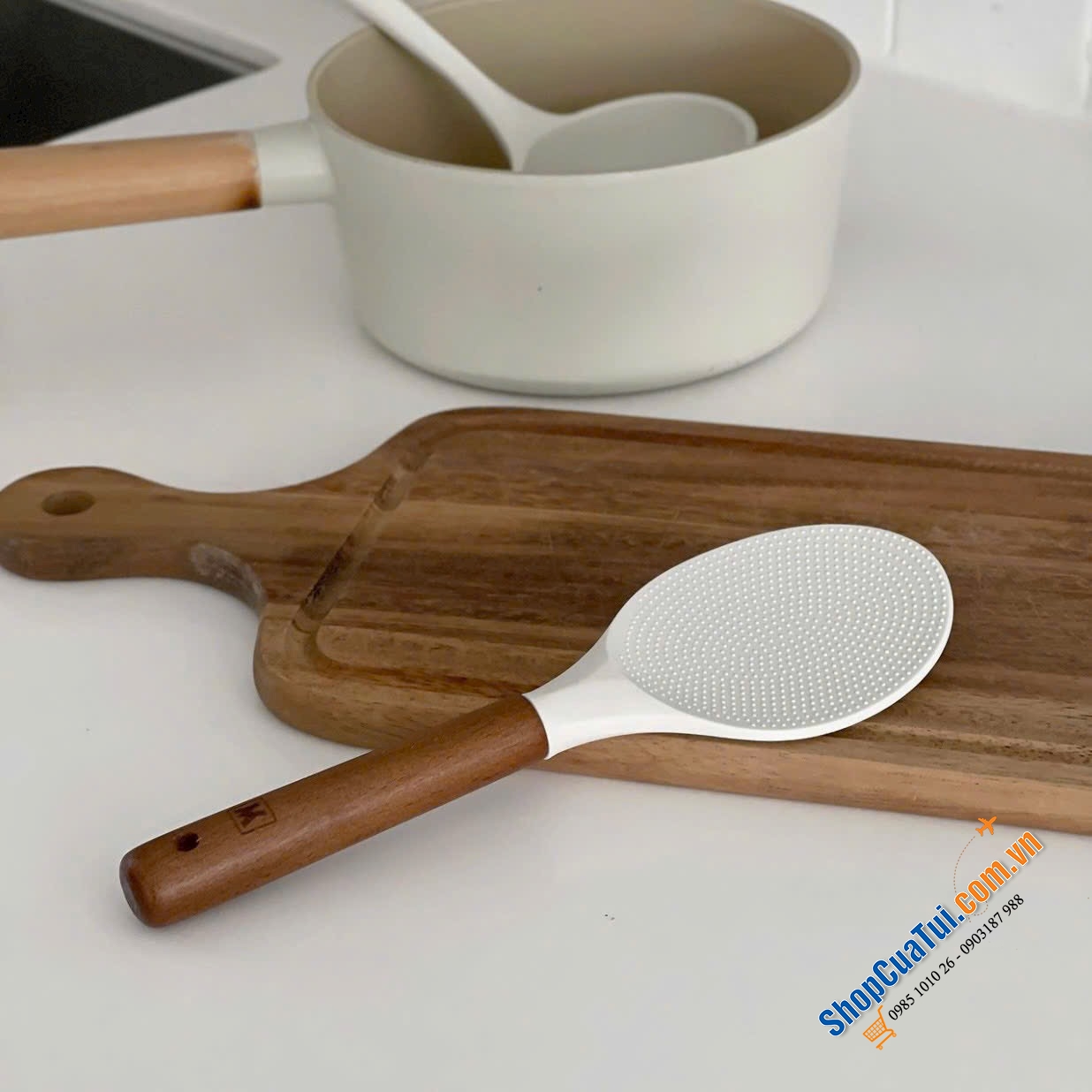 Set dụng cụ nấu ăn silicon Wagensteiger 8 món màu trắng