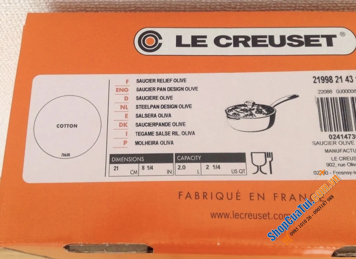 Quánh Le Creuset Saucier Olive Branch Relief Cotton 21cm - Made in France