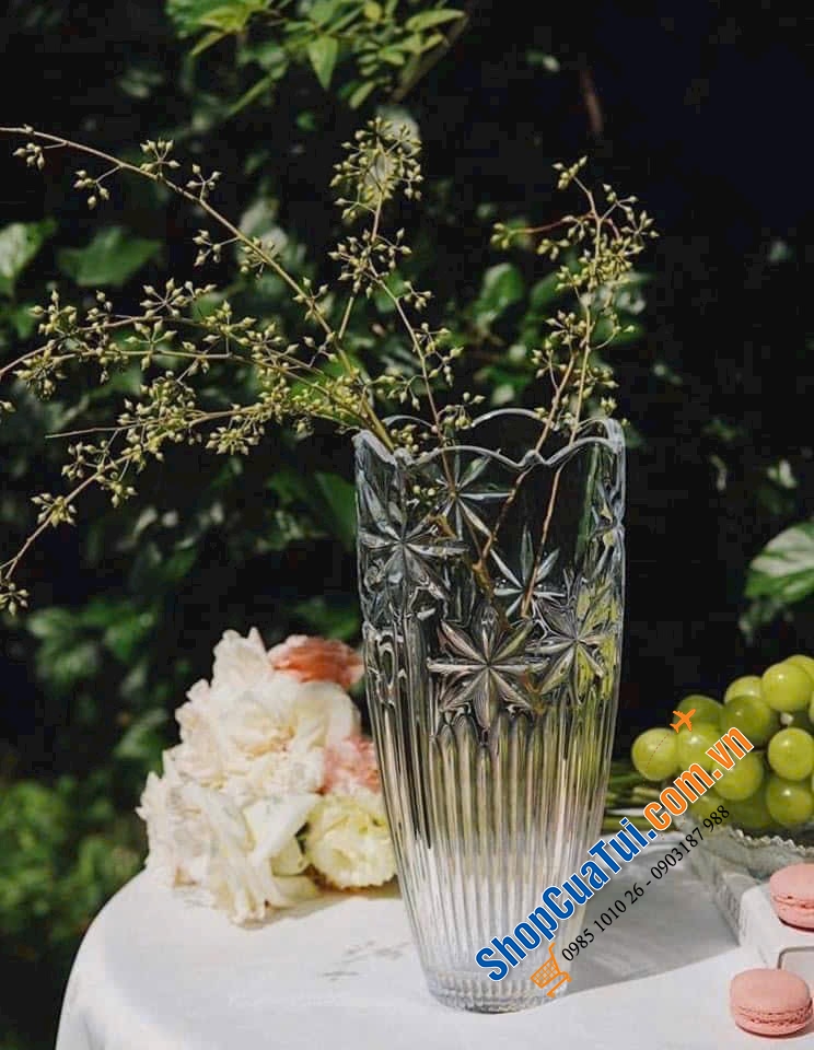 Lọ Hoa Pha Lê Vân Sóng Đúc Bohemia Orion - Sản xuất tại Tiệp Khắc 25cm