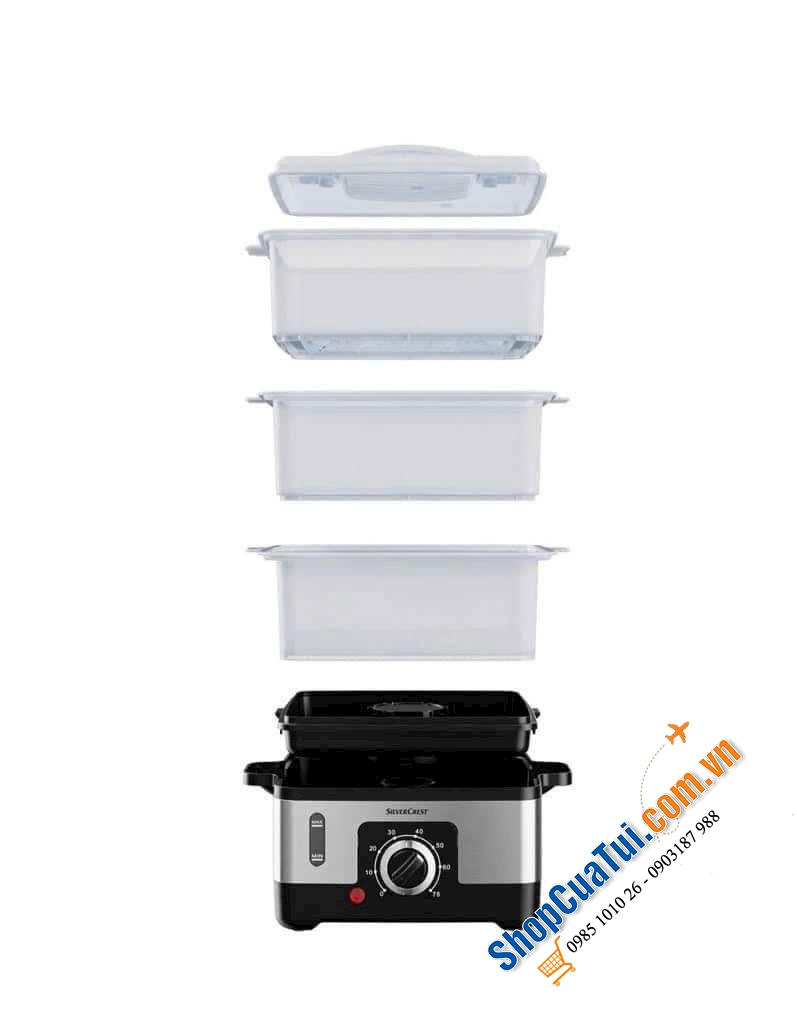 NỒI HẤP 3 TẦNG SILVERCREST Germany mẫu mới 2023 tiết kiệm điện hơn, hấp nhanh hơn