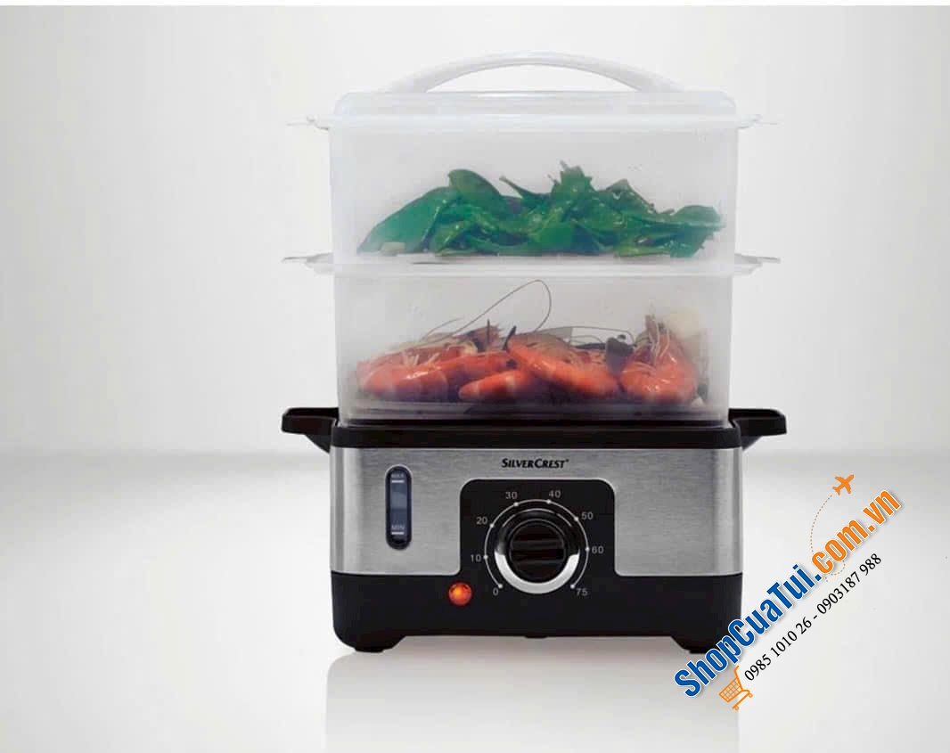 NỒI HẤP 3 TẦNG SILVERCREST Germany mẫu mới 2023 tiết kiệm điện hơn, hấp nhanh hơn