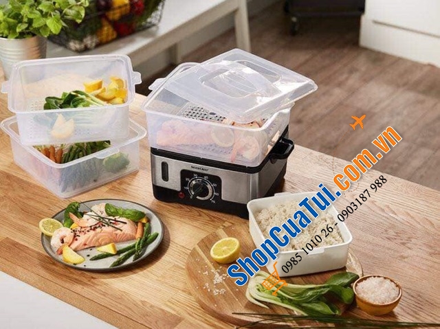 NỒI HẤP 3 TẦNG SILVERCREST Germany mẫu mới 2023 tiết kiệm điện hơn, hấp nhanh hơn