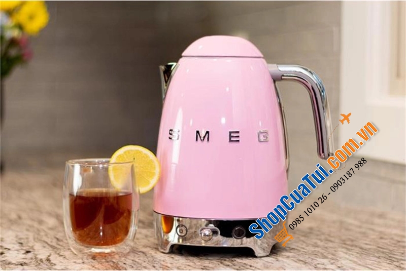 Ấm siêu tốc SMEG KLF04 có điều chỉnh nhiệt độ, 1,7 lít, 3000w, màu hồng