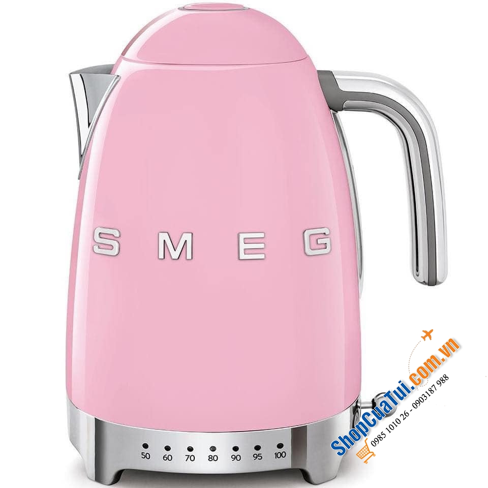 Ấm siêu tốc SMEG KLF04 có điều chỉnh nhiệt độ, 1,7 lít, 3000w, màu hồng