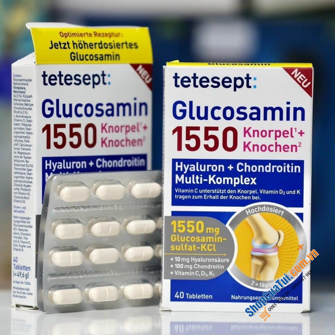 Thuốc bổ xương khớp, giảm đau nhức Glucosamin 1550 Tetesept lọ 40 viên, Nội Địa Đức