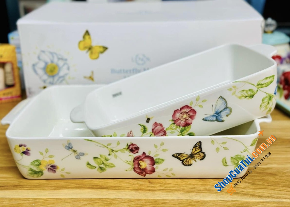 Sét 2 khay lò nướng Lenox Butterfly Meadow