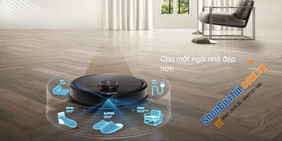 Robot hút bụi lau nhà Ecovacs Deebot Ozmo T8 AIVI PLUS - nhận dạng vật nhanh, tự động đổ rác